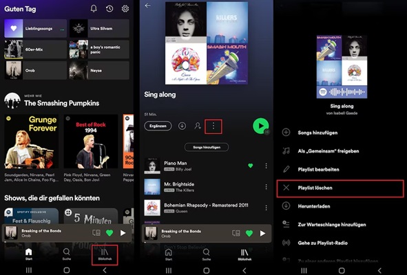 Spotify heruntergeladene Playlist löschen auf Android