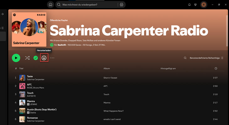 Spotify Songs herunterladen auf PC mit Premium