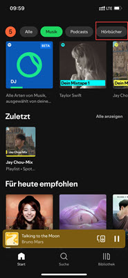 Spotify Hörbücher finden auf dem iPhone