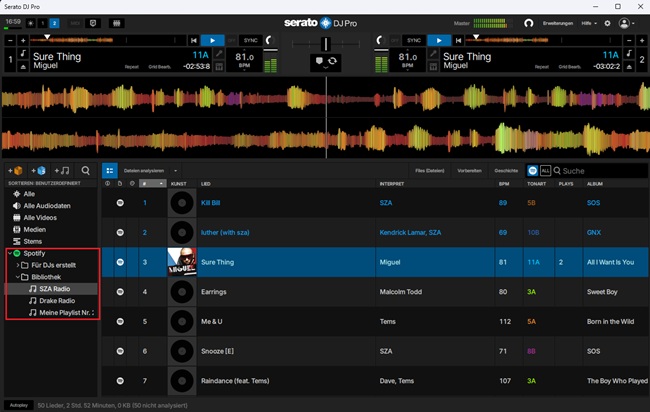 Spotify-Musik in Serato nutzen