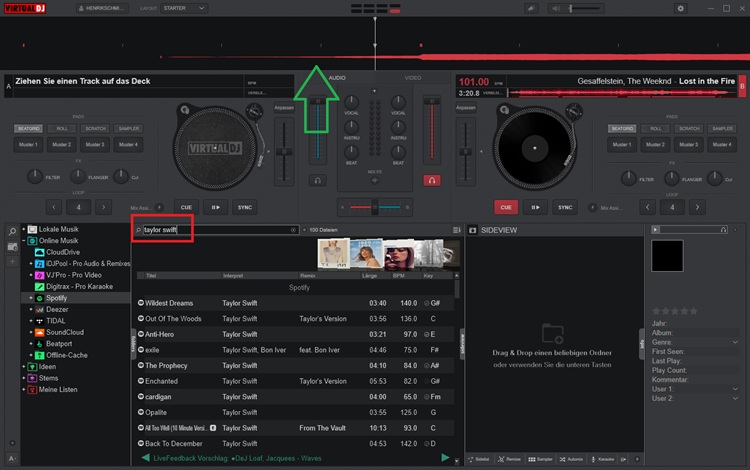 Spotify in VirtualDJ direkt mix