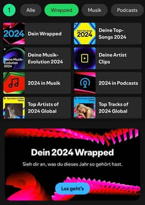 Spotify Jahresrückblick finden in der App