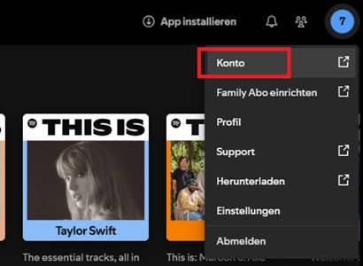 Spotify Konto anzeigen