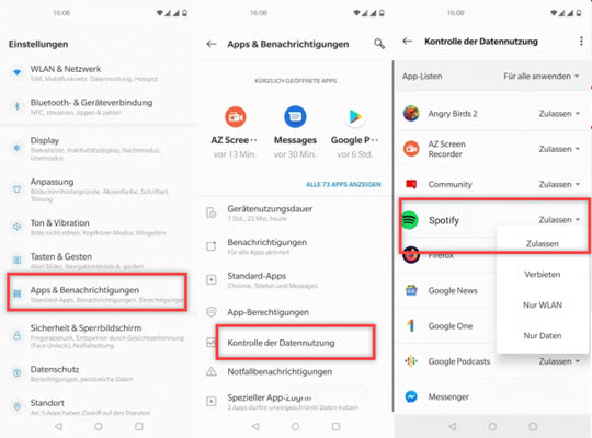 Spotify Kontrolle der Datennutzung zulassen
