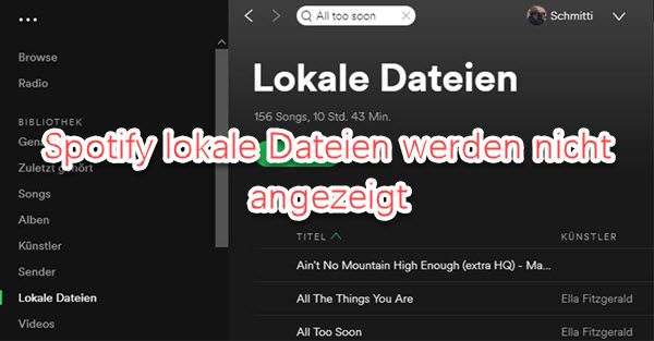 Spotify lokale Dateien werden nicht angezeigt