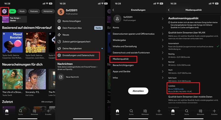 Spotify Lossless aktivieren