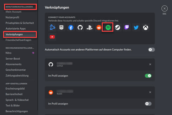 Spotify mit Discord verbinden auf dem PC