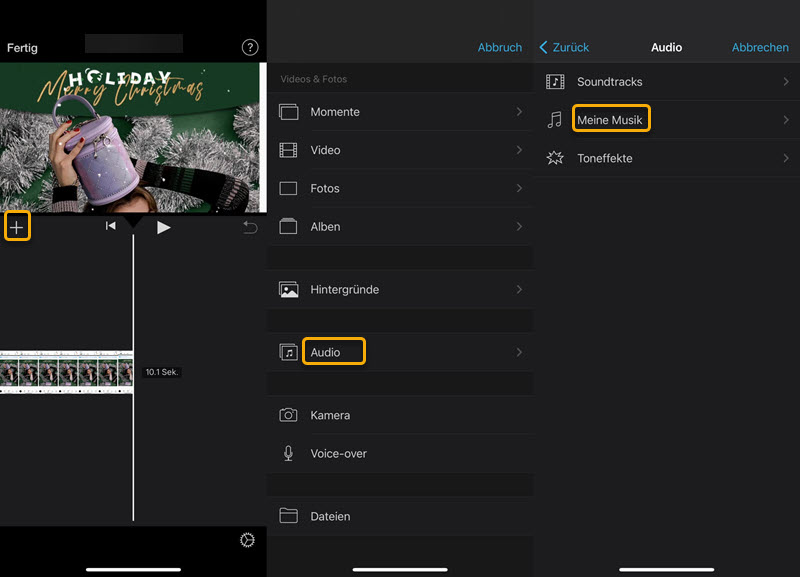 Spotify Musik in iMovie hinzufügen auf dem iPhone