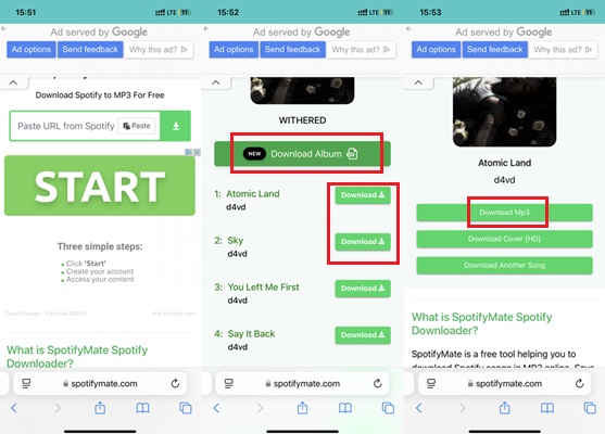 Spotify Lieder auf iPhone speichern mit online SpotifyMate Downloader