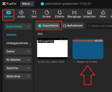 Spotify Musik in CapCut importieren auf dem PC
