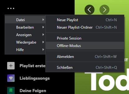 Spotify offline Modus aktivieren auf PC