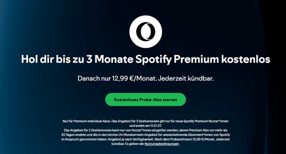 Opera Spotify Testversion