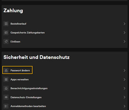 Spotify Passwort ändern