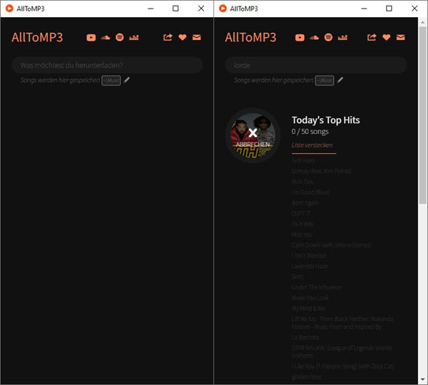 Spotify Playlist speichern mit AllToMP3