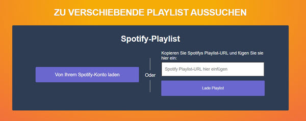Spotify Playlist laden bei Tune My Music