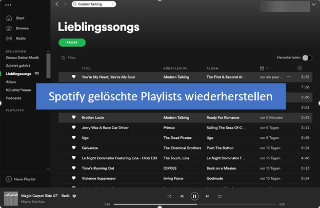 Spotify Playlist wiederherstellen