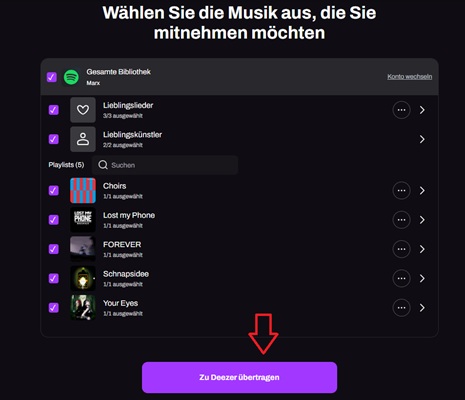 Spotify-Playlists zu Deezer verschieben