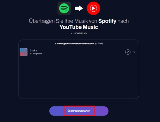Spotify-Playlist auf YouTube Music verschieben mit Tune My Music