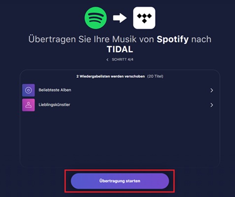 Spotify Playlist zu Tidal übertragen mit Tunemymusic