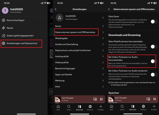 Audio aus Spotify Video Podcasts herunterladen auf dem Handy