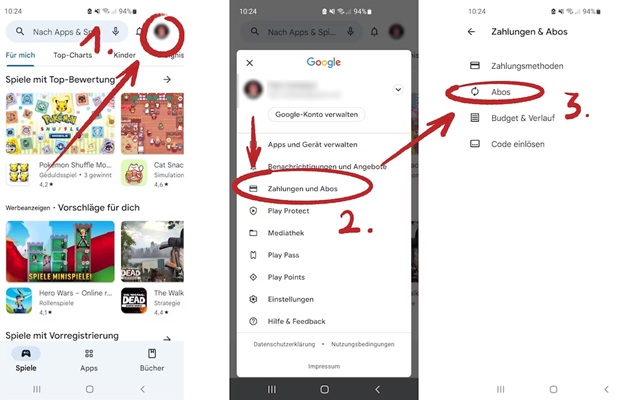 Spotify Premium kündigen über SGoogle Play-Abonnement