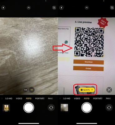 Spotify QR-Code scannen mit Handy-Kamera