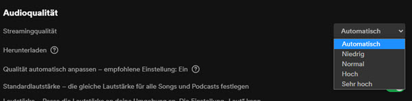 Spotify Qualität anzeigen