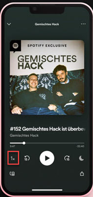 Spotify Podcast und Hörbuch Geschwindigkeit ändern auf dem iPhone