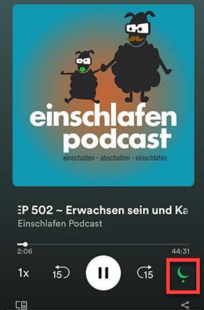 Spotify Sleep Timer aktivieren für Podcast