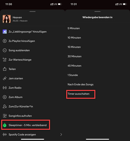 Spotify Sleep Timer ausschalten