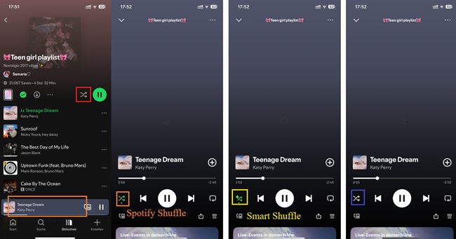 Spotify Smart Shuffle deaktivieren auf dem Handy