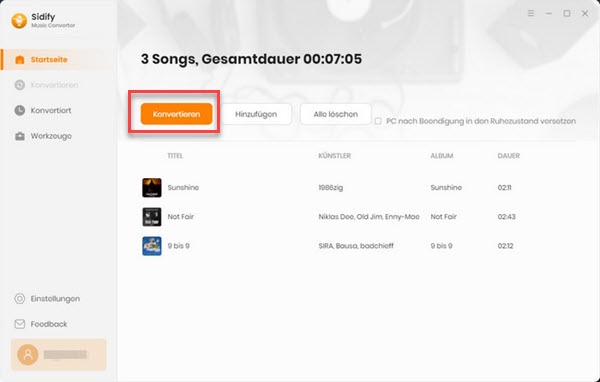 Sidify Music Converter Spotify in MP3 umwandeln