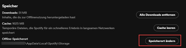 Spotify Speicherort ändern PC