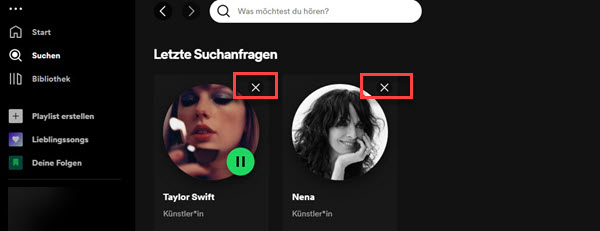 Spotify Suchverlauf löschen auf dem PC