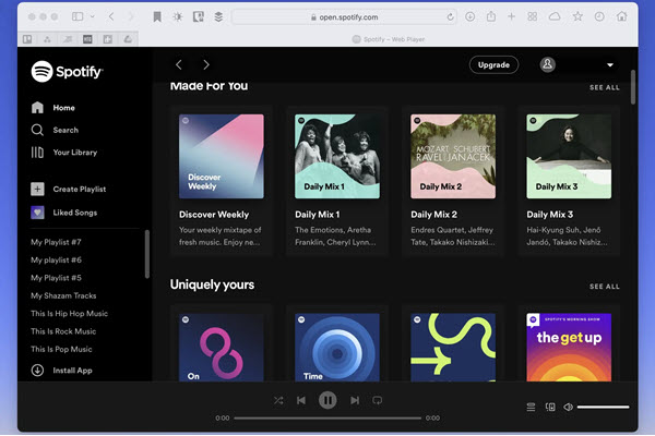 Spotify am Webplayer hörem auf dem Mac