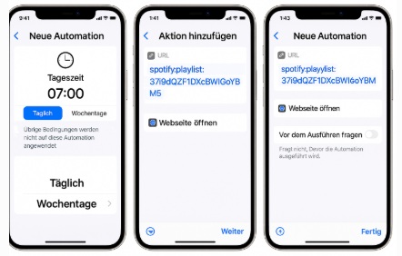 iPhone Wecker Spotify Kurzbefehl