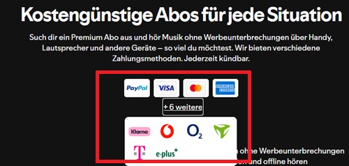 Spotify Zahlungsmethoden