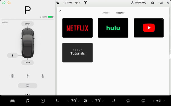 Streaming-Dienste im Tesla verfügbar