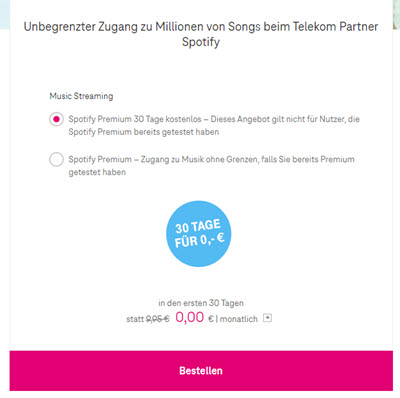 Telekom Spotify Premium bestellen