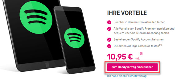 Telekom Spotify Testversion