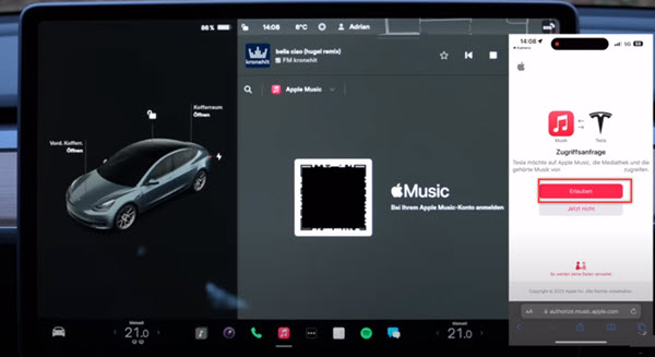 Tesla Zugriff auf Apple Music erlauben