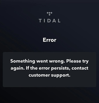 TIDAL-Anmeldung Fehlgeschlagen
