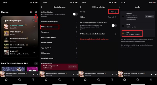 Tidal Download-Qualität ändern