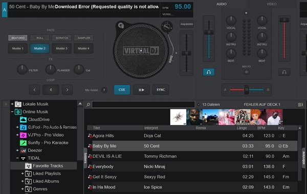 Tidal in Virtual DJ nutzen