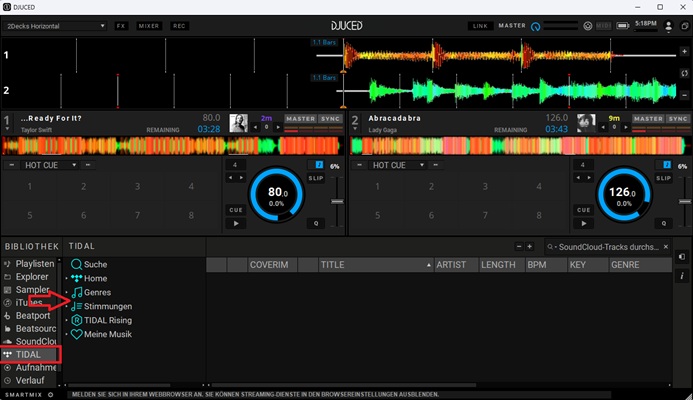 TIDAL mit DJUCED verbinden