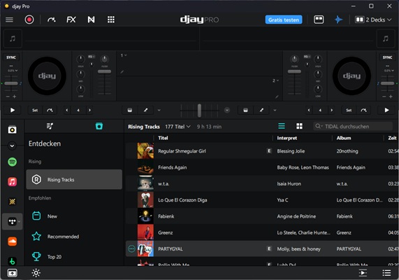 TIDAL-Musik in djay nutzen