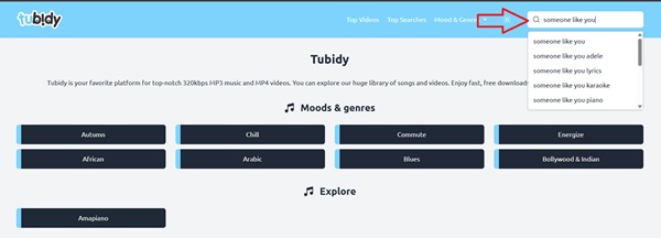 Titel suchen in Tubidy