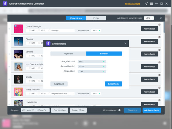 TuneFab Amazon Music Converter Einstellungen