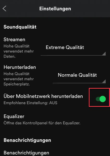 Spotify Songs herunterladen mit mobilen Daten