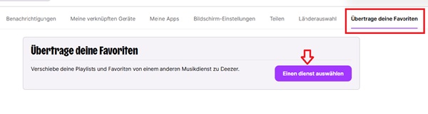 Übertrage deine Favoriten zu Deezer